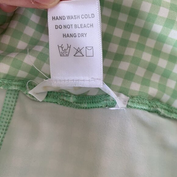 LA + Image Women’s Medium Leggings Green White Gingham Pants Excercise - Picture 9 of 9